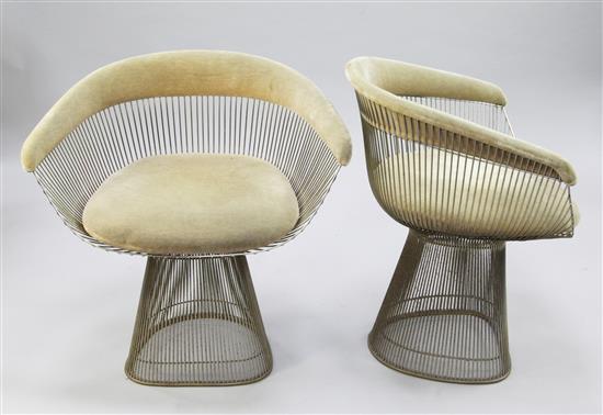 Warren Platner for Knoll International. A pair of chrome plated wire chairs,